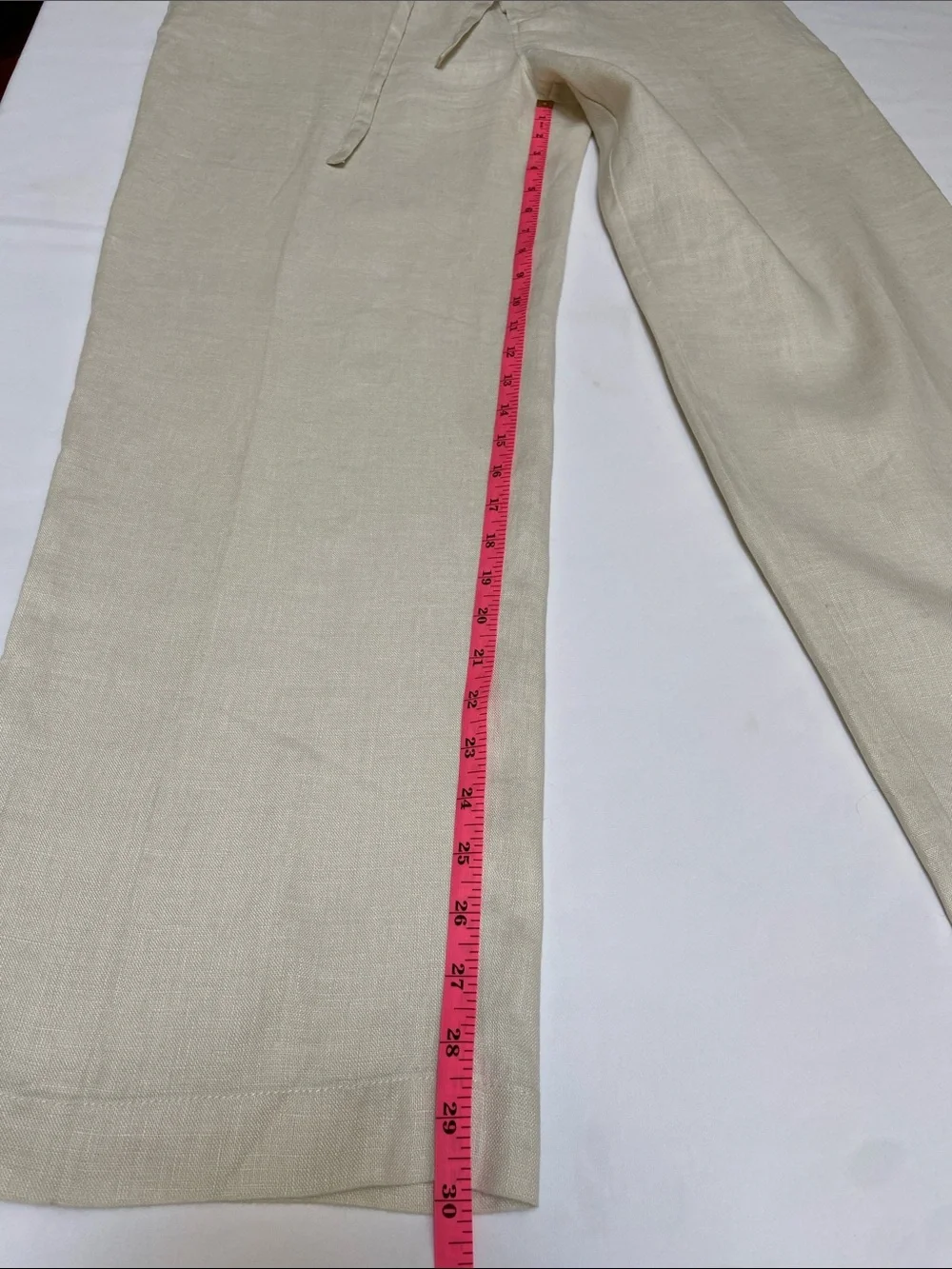 Island Republic 100% Linen Natural/Cream Drawstring Linen Chinos Size 36
